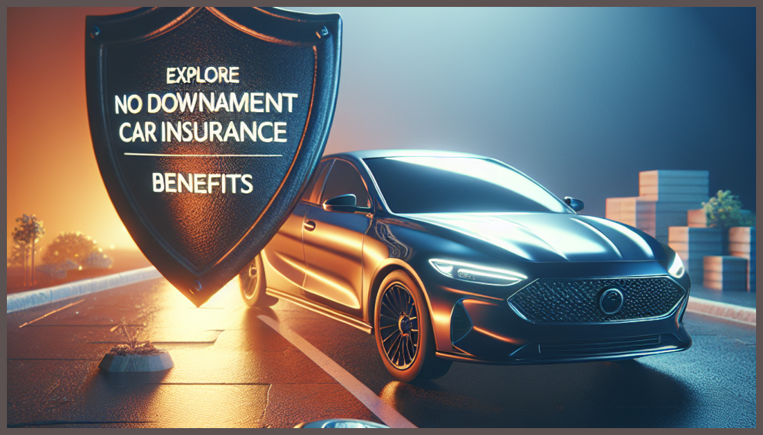 A shield and car representing no down payment car insurance