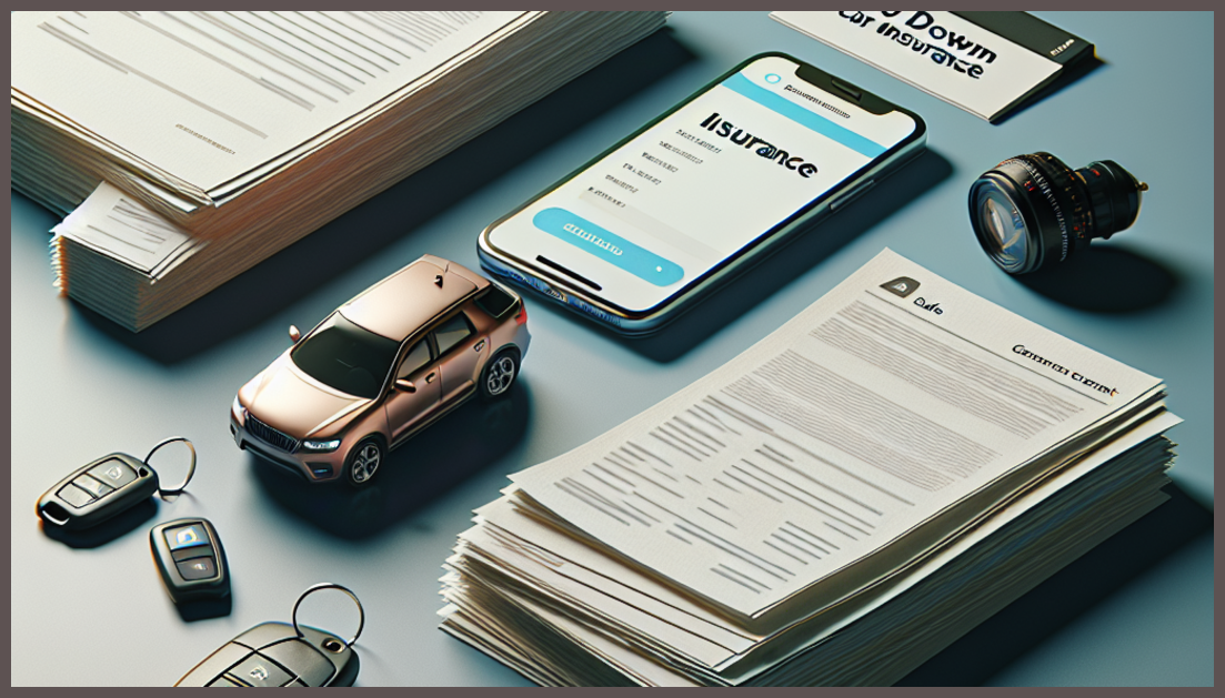 Visual representation of affordable car insurance benefits with safe car and documents.